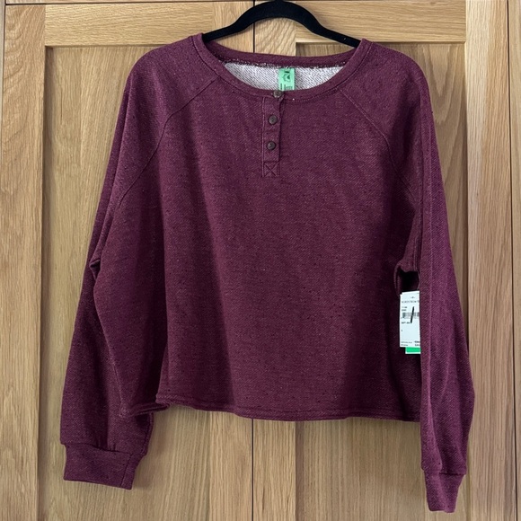Honeydew Intimates Burgundy Button-Up Sweatshirt - Picture 2 of 3